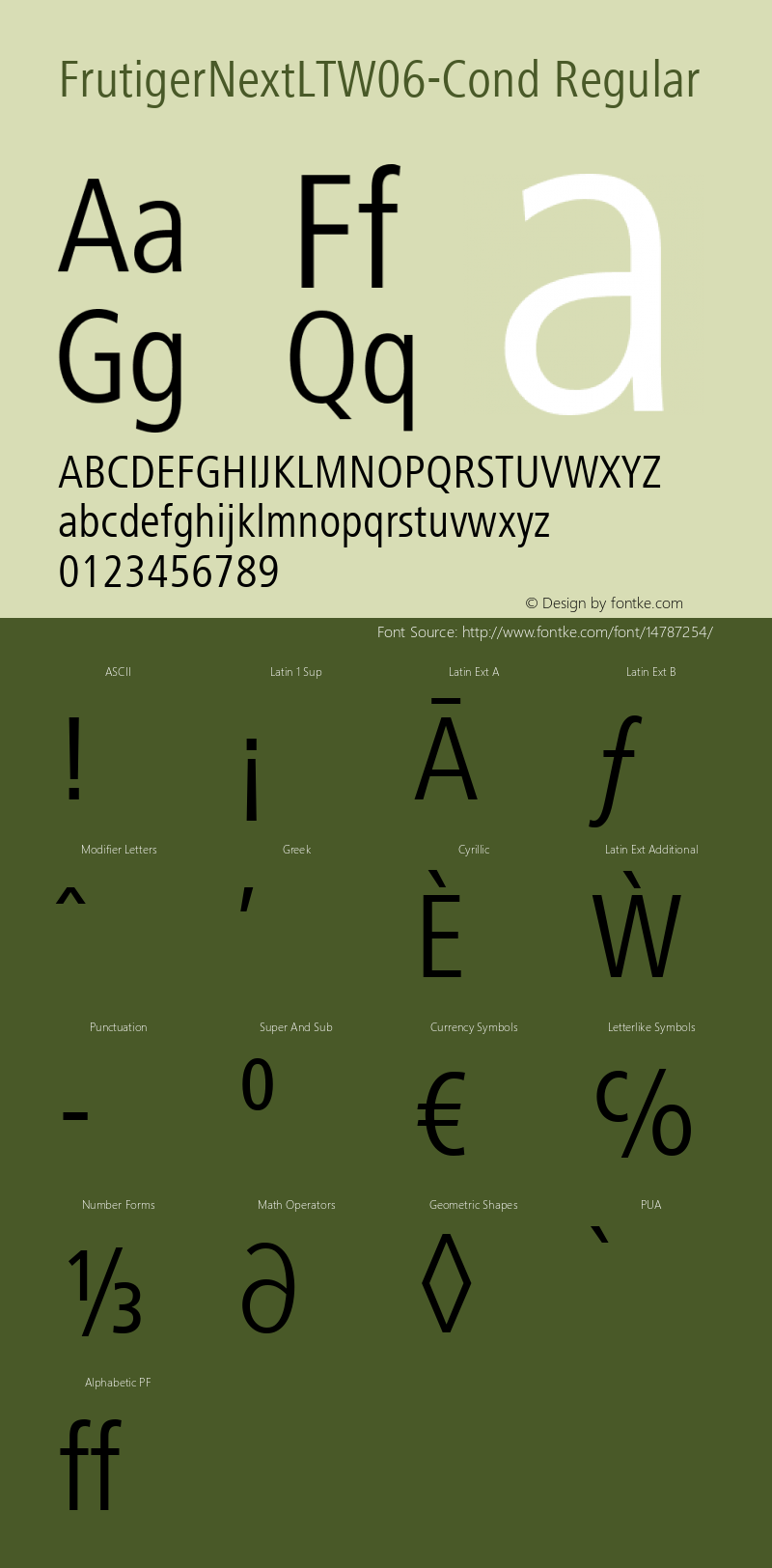 FrutigerNextLTW06-Cond Regular Version 1.0 Font Sample