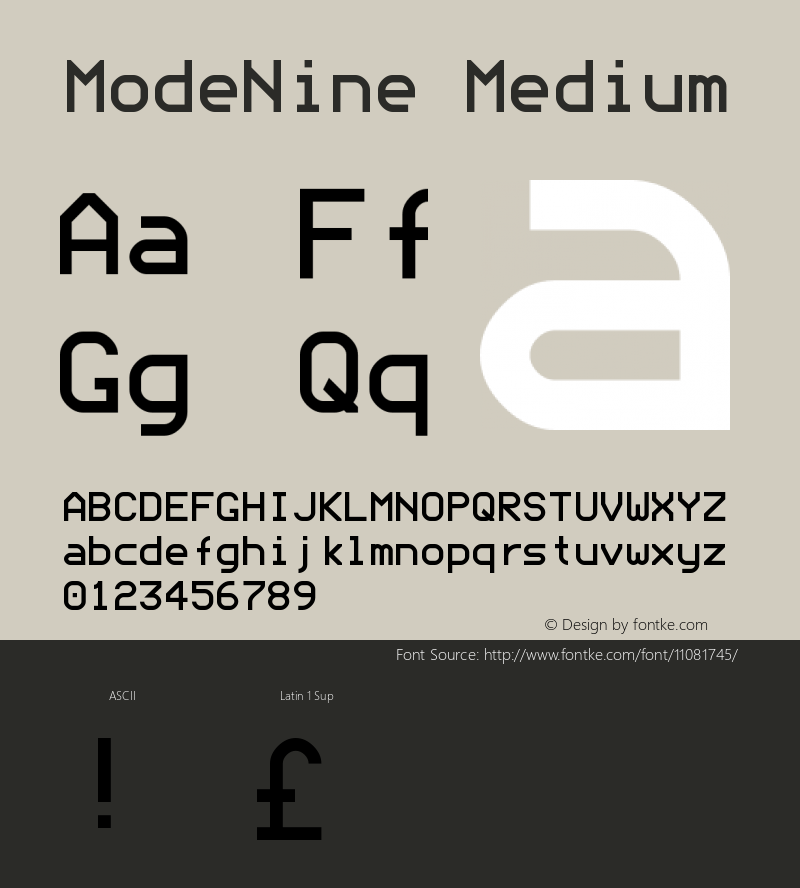 ModeNine Medium Version 001.000 Font Sample