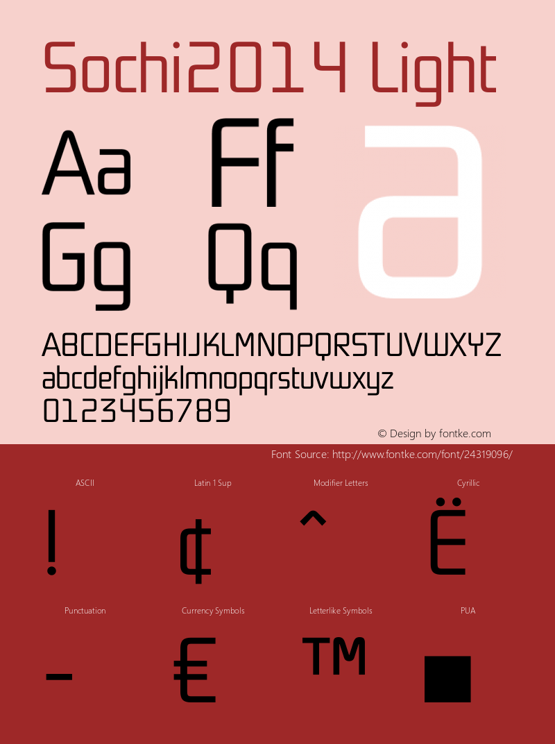 Sochi2014 Light Version 1.000 Font Sample