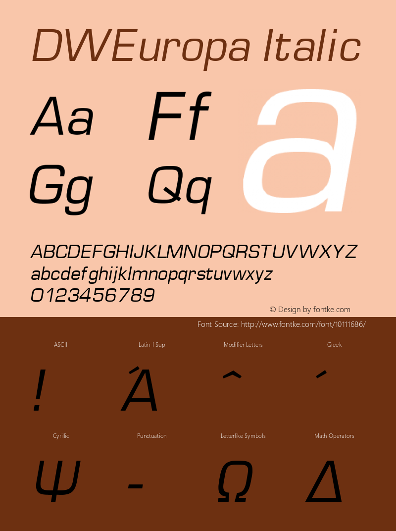 DWEuropa Italic 10/24/2002 Font Sample