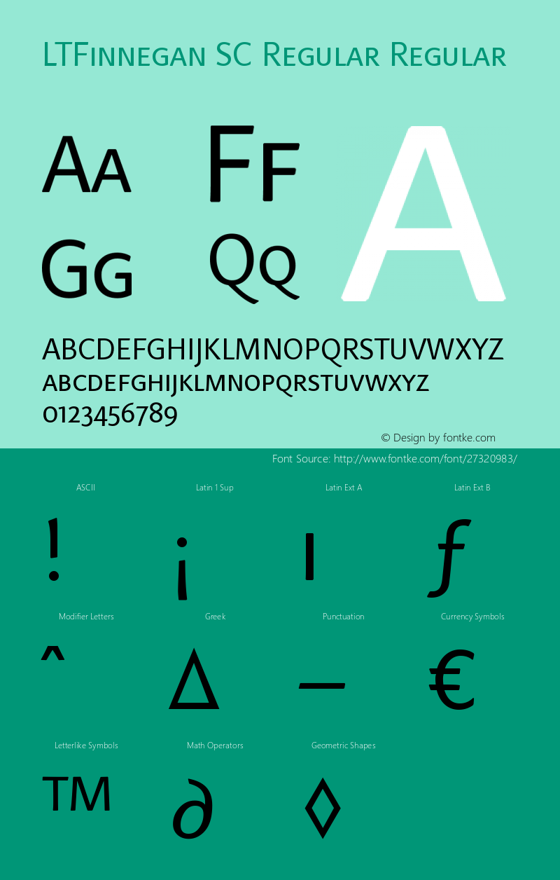 LinotypeFinneganSC Regular Version 1.02;2005 Font Sample