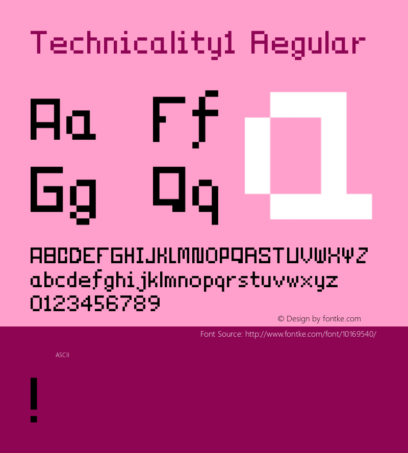 Technicality1 Regular 1.0 Font Sample