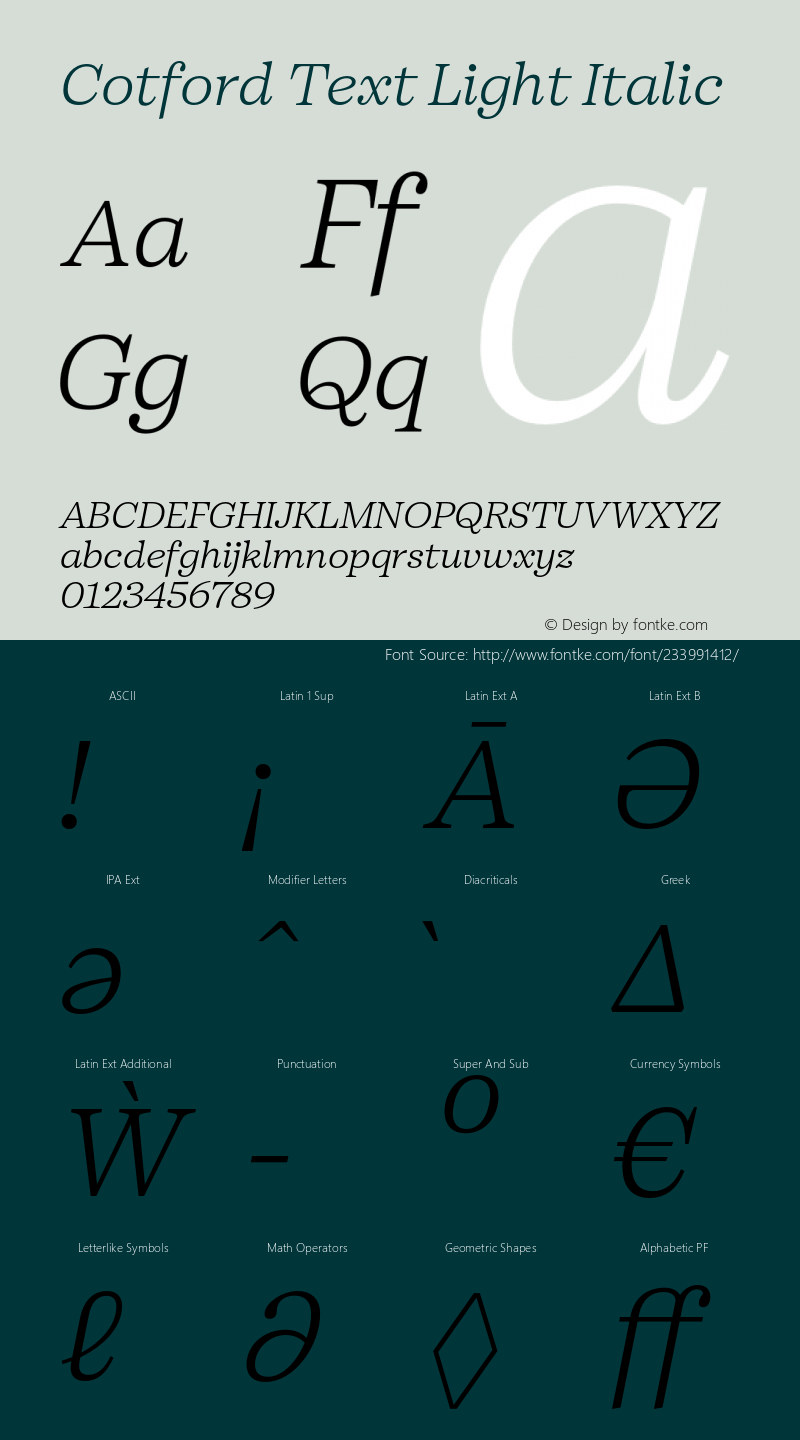 Cotford Text Light Italic Version 1.00图片样张