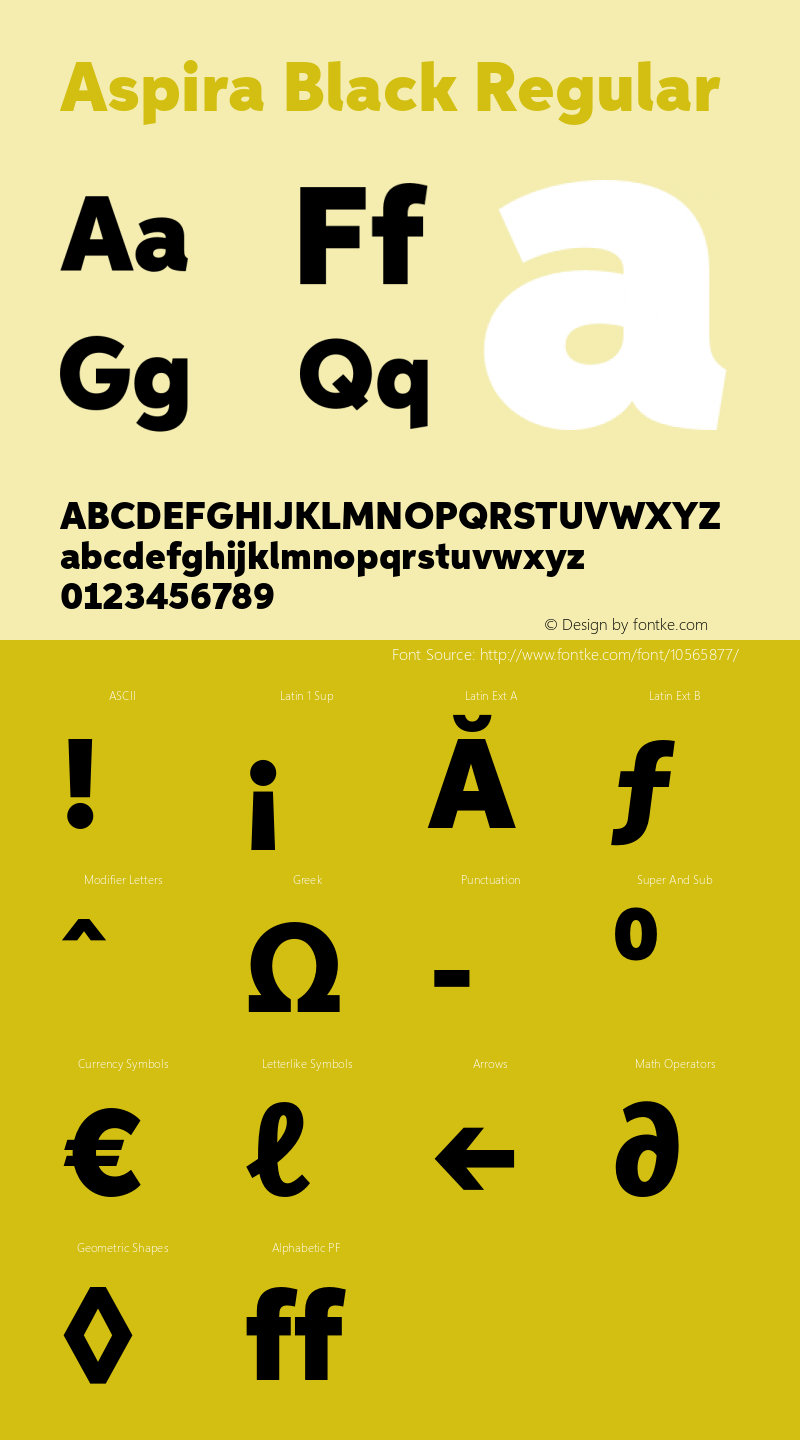 Aspira Black Regular Version 1.05          UltraPrecision Font Font Sample