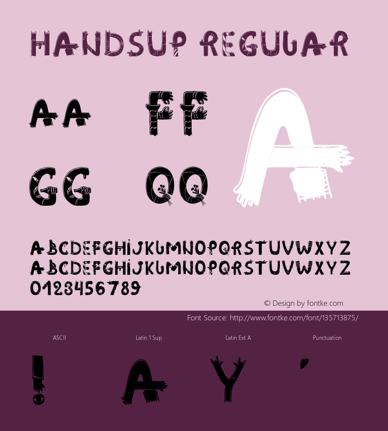 Handsup 1.002 Font Sample