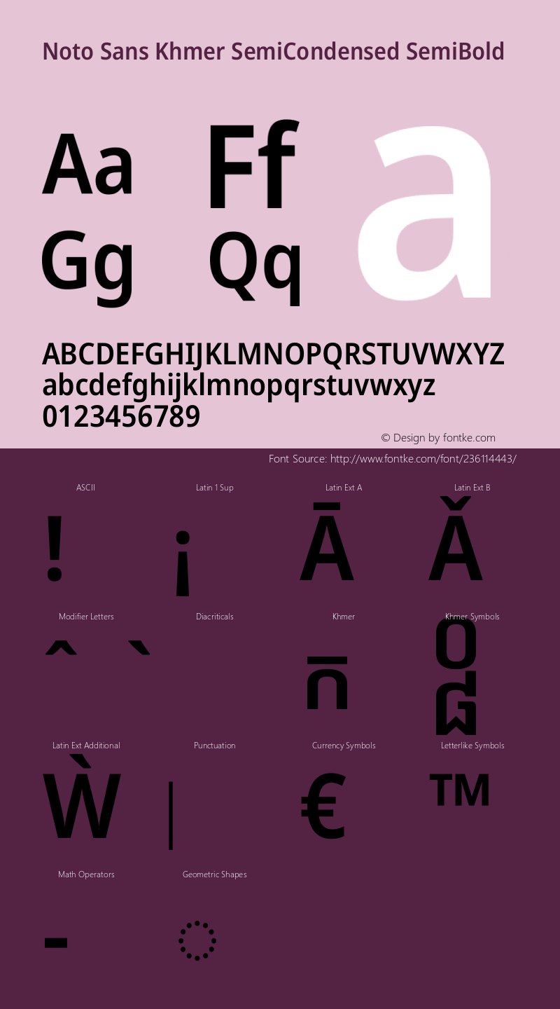 Noto Sans Khmer SemiCondensed SemiBold Version 2.003图片样张