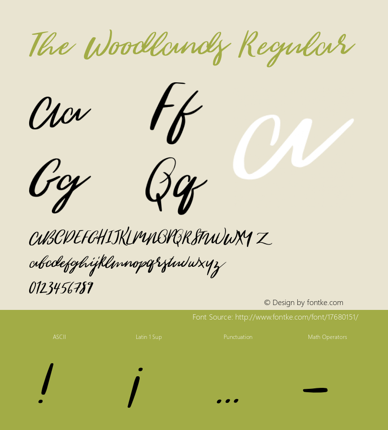 The Woodlands Regular Version 1.000;PS 001.000;hotconv 1.0.70;makeotf.lib2.5.58329 Font Sample