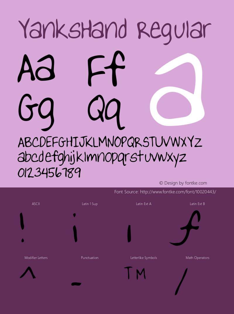 YanksHand Regular Copyright (c)1996 Expert Software, Inc. Font Sample