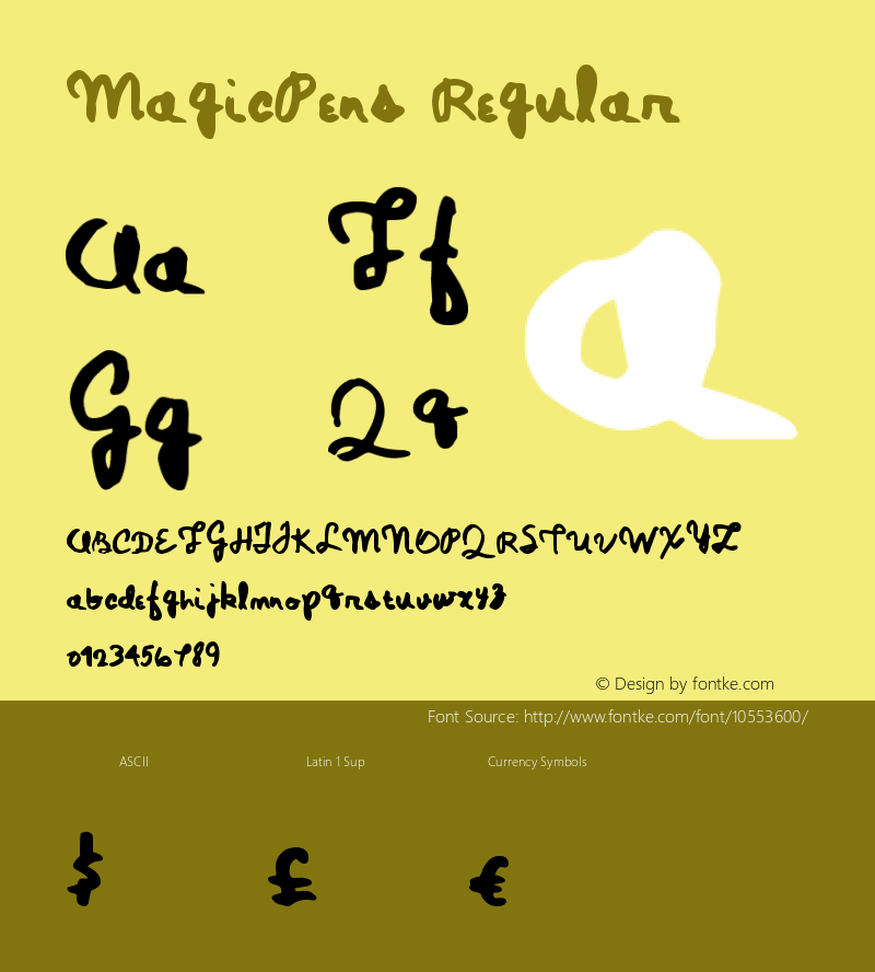 MagicPens Regular Version 1.00 April 23, 2014, initial release Font Sample