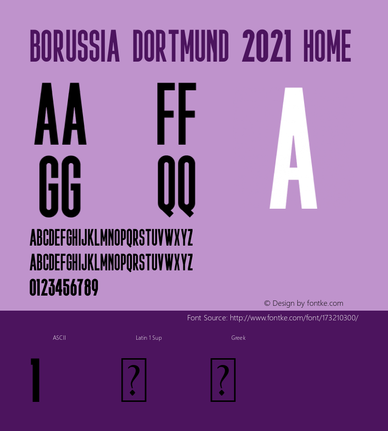 Borussia Dortmund 2021 Version 1.00;October 7, 2020;FontCreator 12.0.0.2563 64-bit图片样张