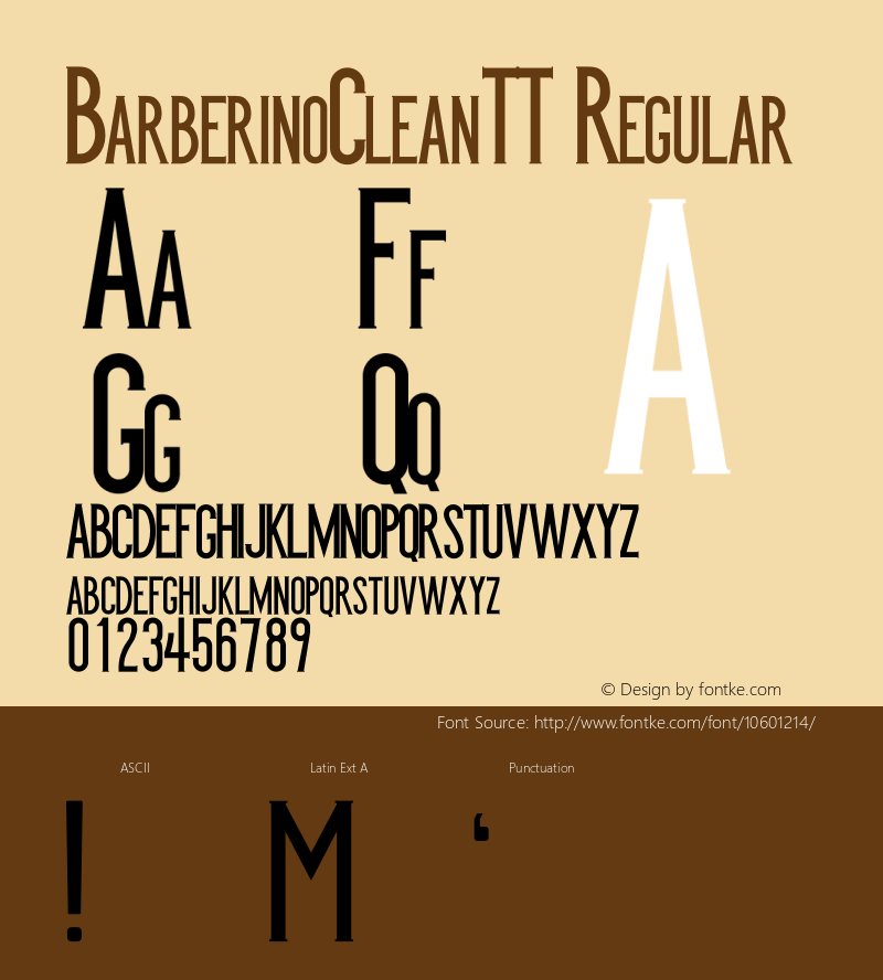 BarberinoCleanTT Regular Version 1.00 2014 Font Sample