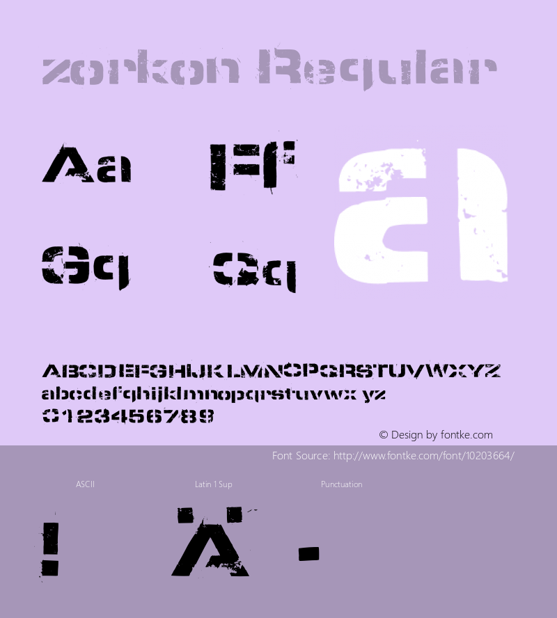 zorkon Regular Macromedia Fontographer 4.1.3 04.10.2000 Font Sample