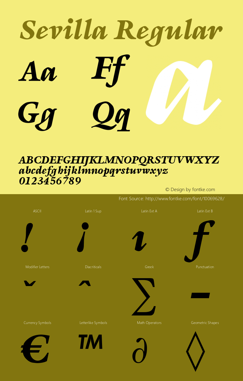 Sevilla Regular B & P Graphics Ltd.:06.04.1993 Font Sample