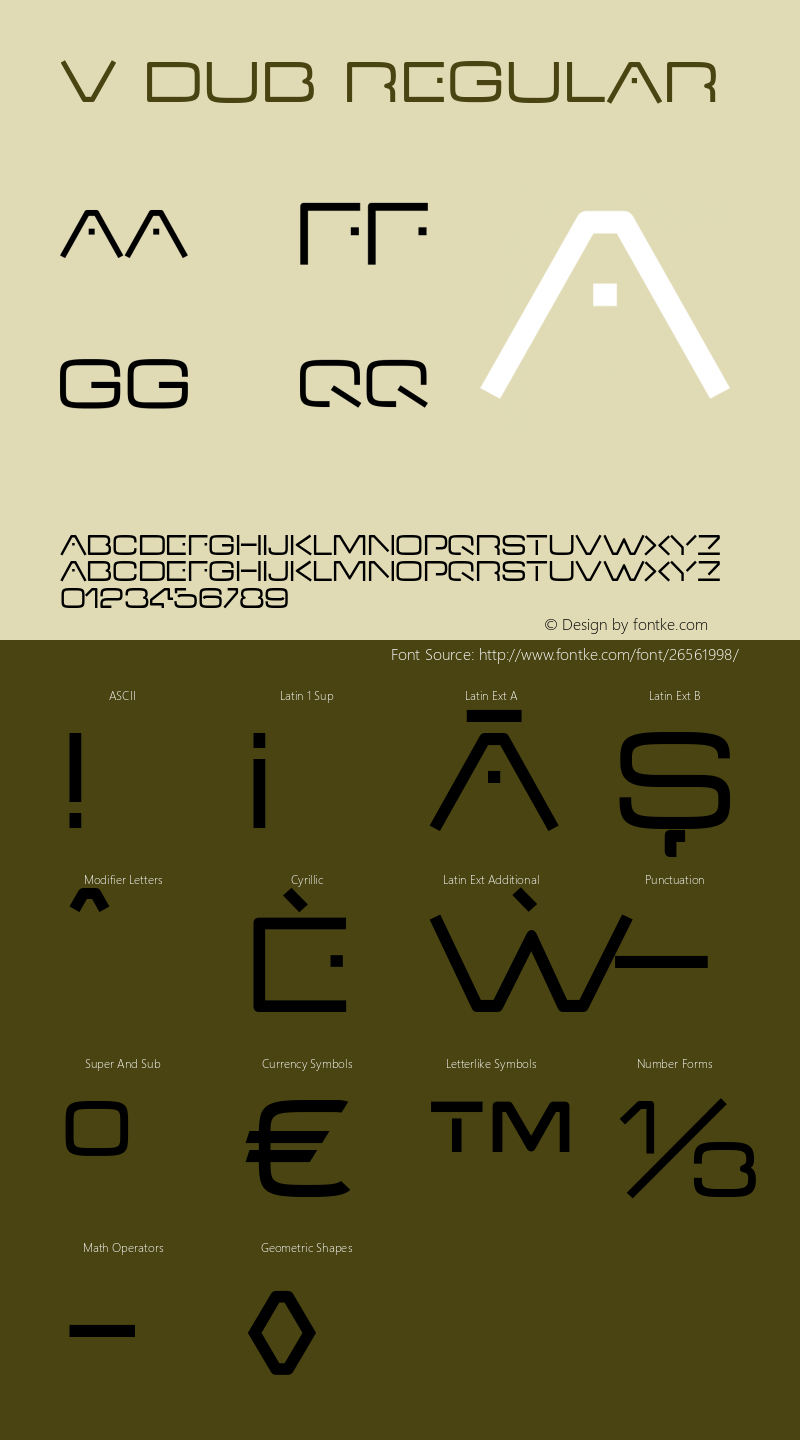 VDub-Regular Version 4.100 Font Sample