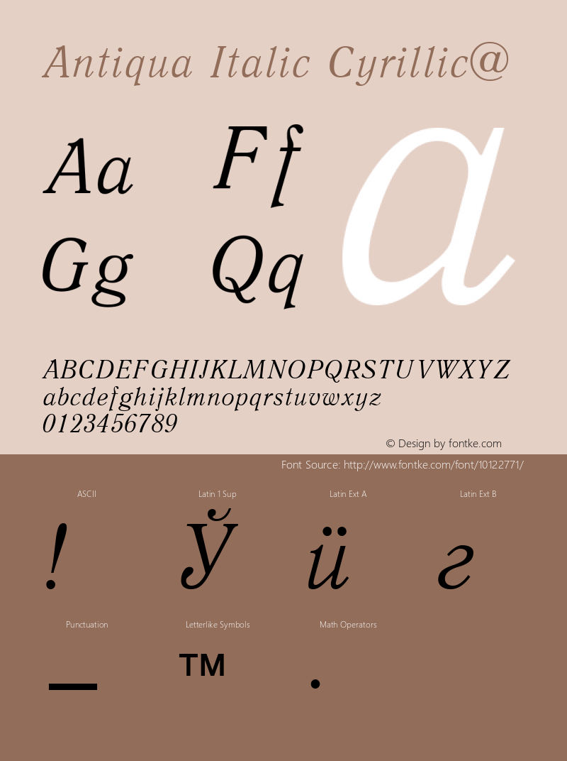 Antiqua Italic Cyrillic@ 1.0 Wed Nov 03 22:30:53 1993 Font Sample