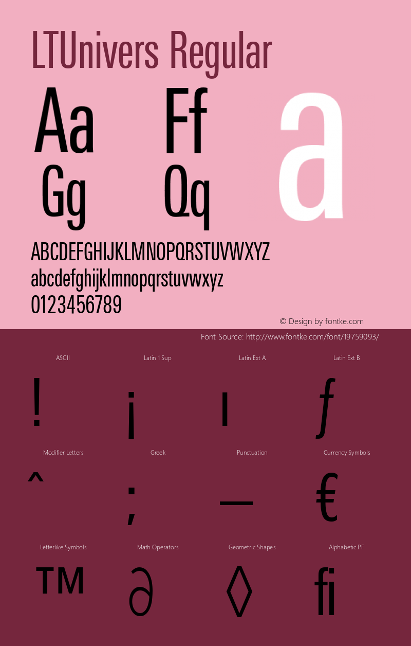 LTUnivers 410 CompRegular Version 003.000 Font Sample