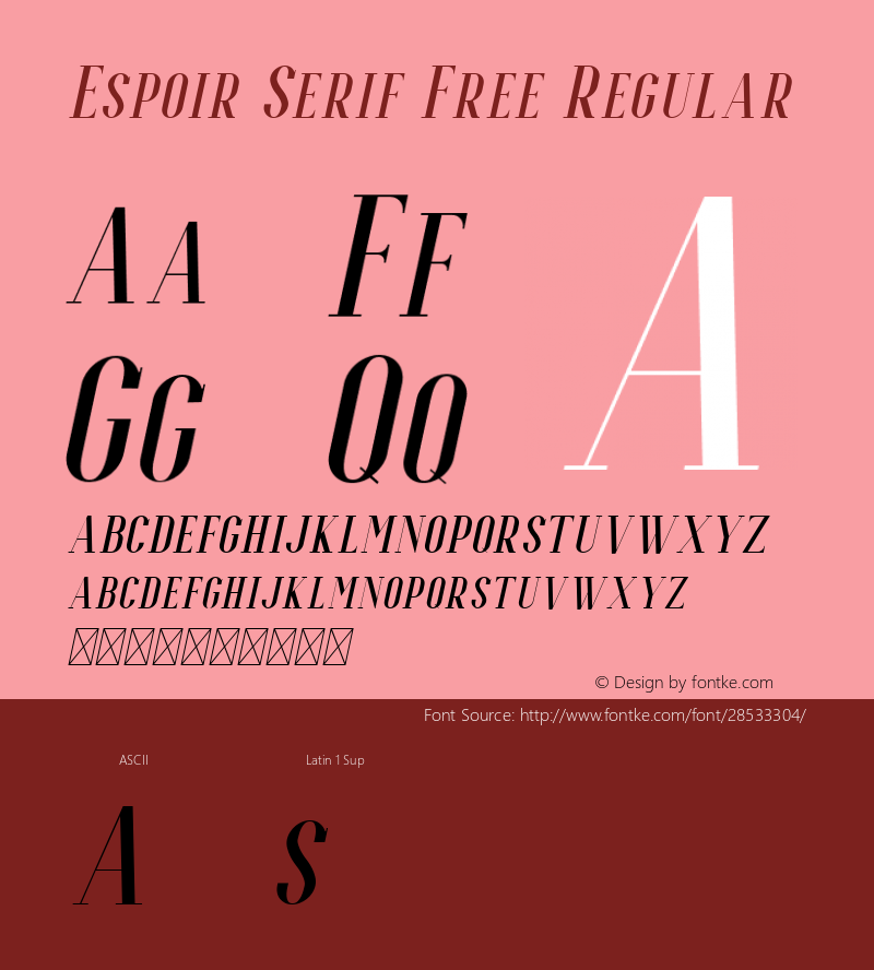 Espoir Serif Free Italic 1.0 Font Sample