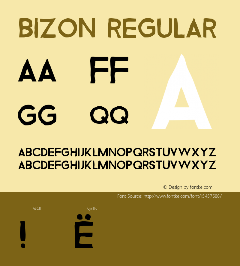 Bizon Regular Version 1.000;PS 001.001;hotconv 1.0.56 Font Sample