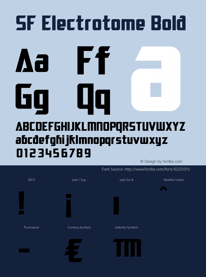 SF Electrotome Bold Version 1.1 Font Sample