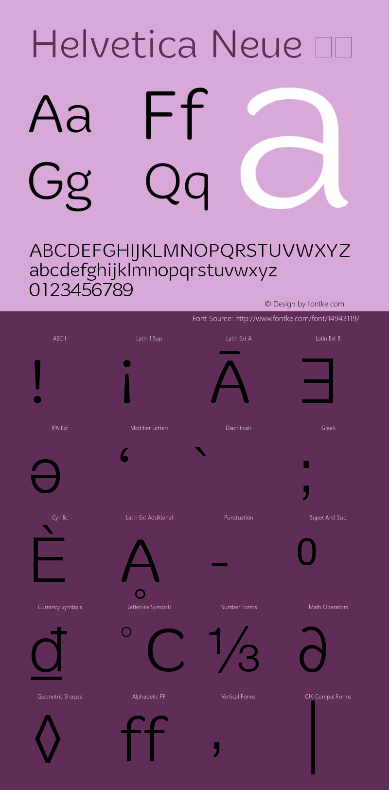 Helvetica Neue 细体 10.0d35e1 Font Sample