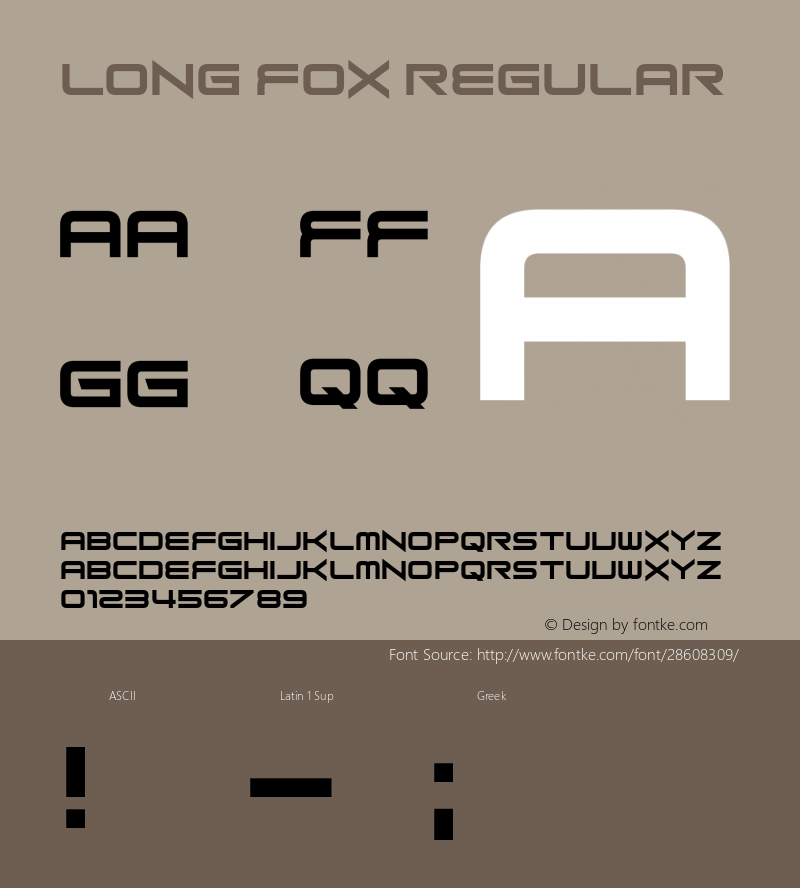 Long Fox Version 1.00;February 20, 2019;FontCreator 11.5.0.2430 64-bit Font Sample