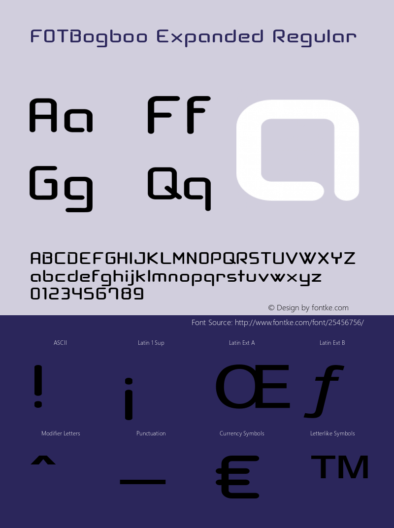 FOTBogboo-ExpandedRegular Version 1.000 Font Sample