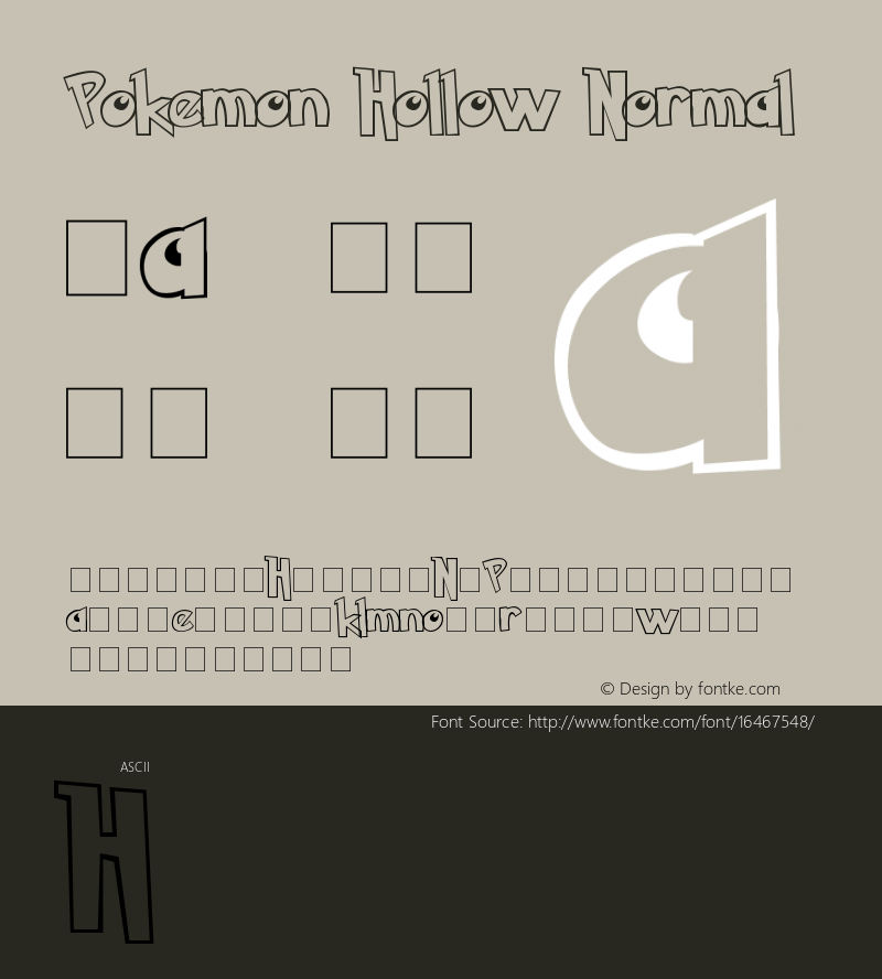 Pokemon Hollow Normal Unknown Font Sample