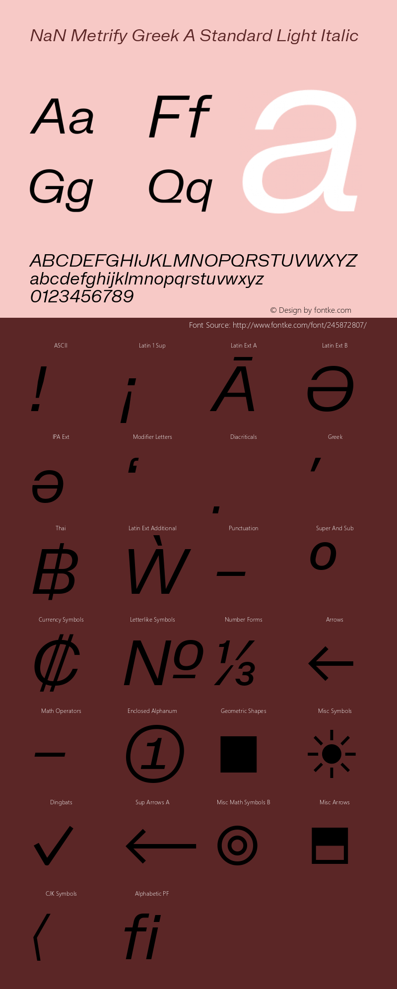 NaN Metrify Greek A Standard Light Italic Version 1.500; ttfautohint (v1.8.4)图片样张