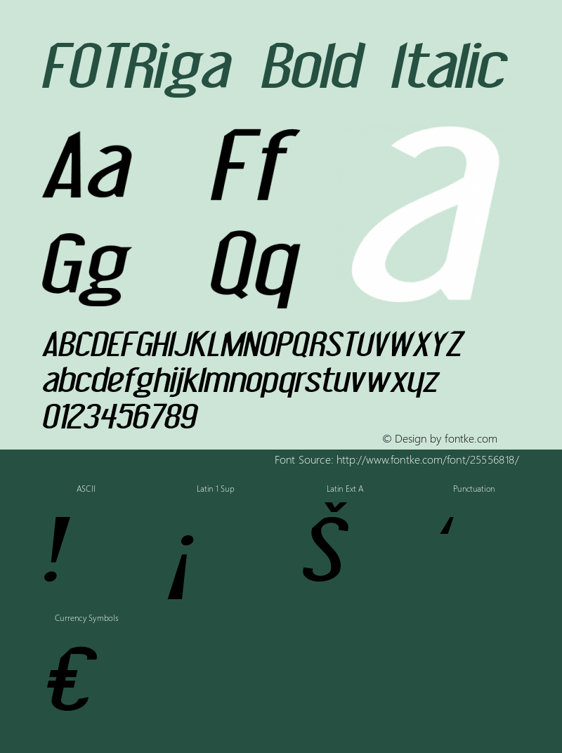 FOTRiga-BoldItalic Version 1.000 Font Sample