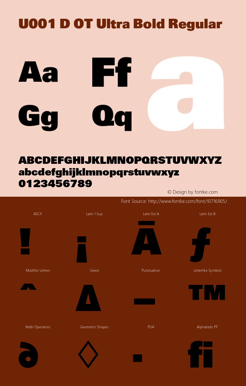 U001 D OT Ultra Bold Regular OTF 1.001;PS 1.05;Core 1.0.27;makeotf.lib(1.11) Font Sample