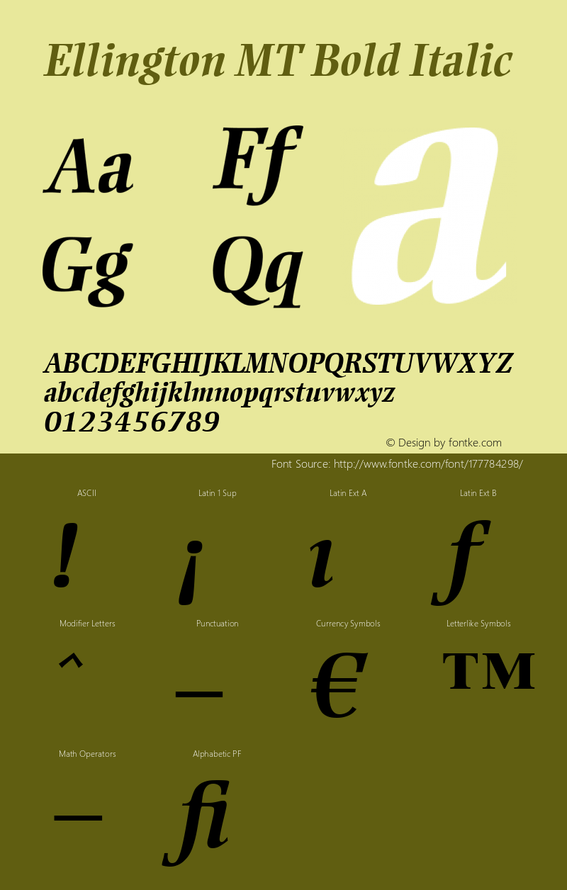 Ellington MT Bold Italic 001.000图片样张