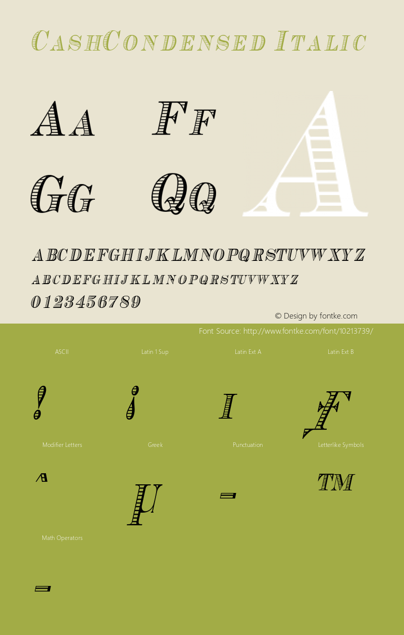 CashCondensed Italic Rev. 003.000 Font Sample