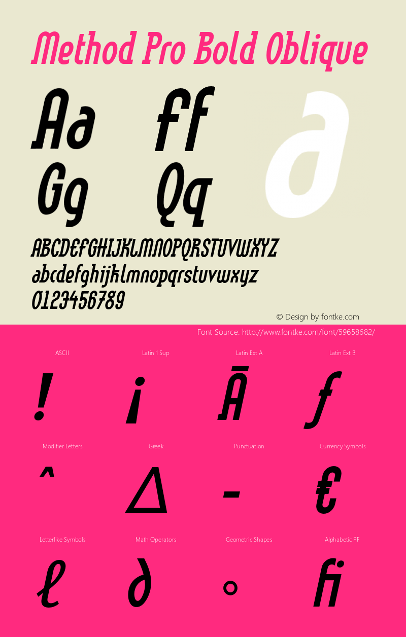 MethodPro-BoldOblique Version 1.00 Font Sample