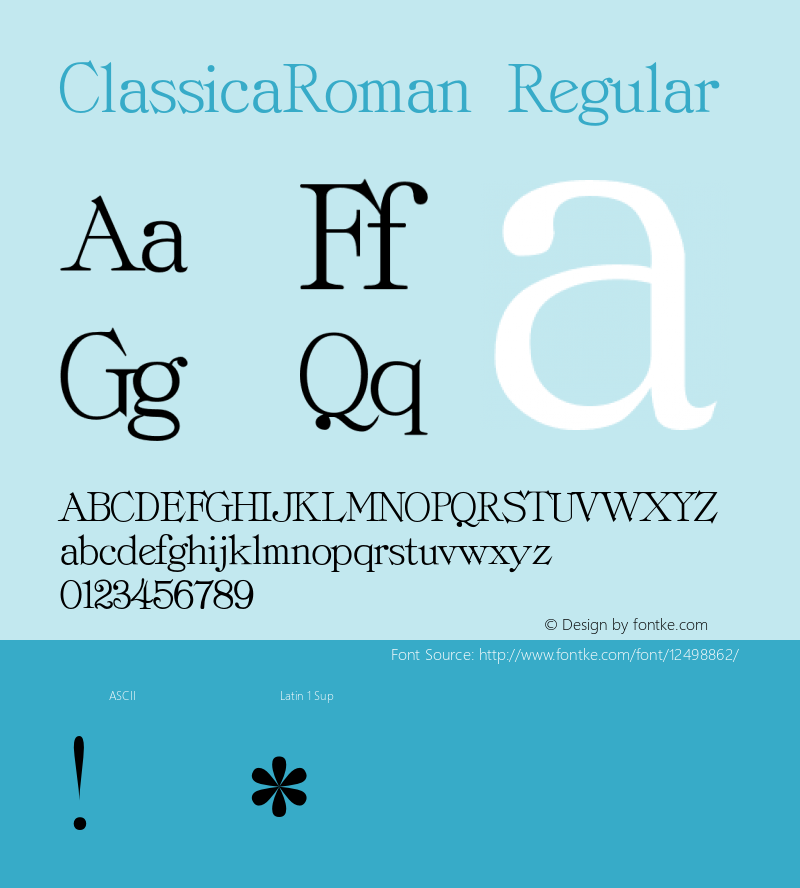 ClassicaRoman Regular 001.001 Font Sample