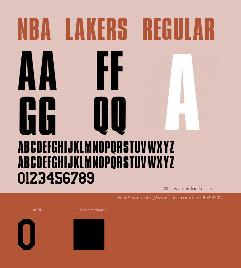 NBA Lakers Macromedia Fontographer 4.1 3/17/2007 Font Sample