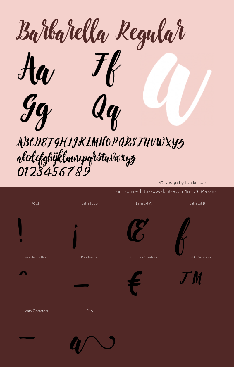 Barbarella Regular Version 1.000 Font Sample