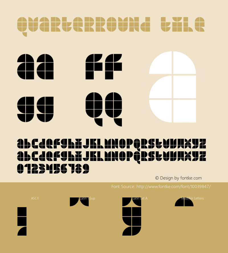 Quarterround Tile Macromedia Fontographer 4.1.3 7/1/00 Font Sample