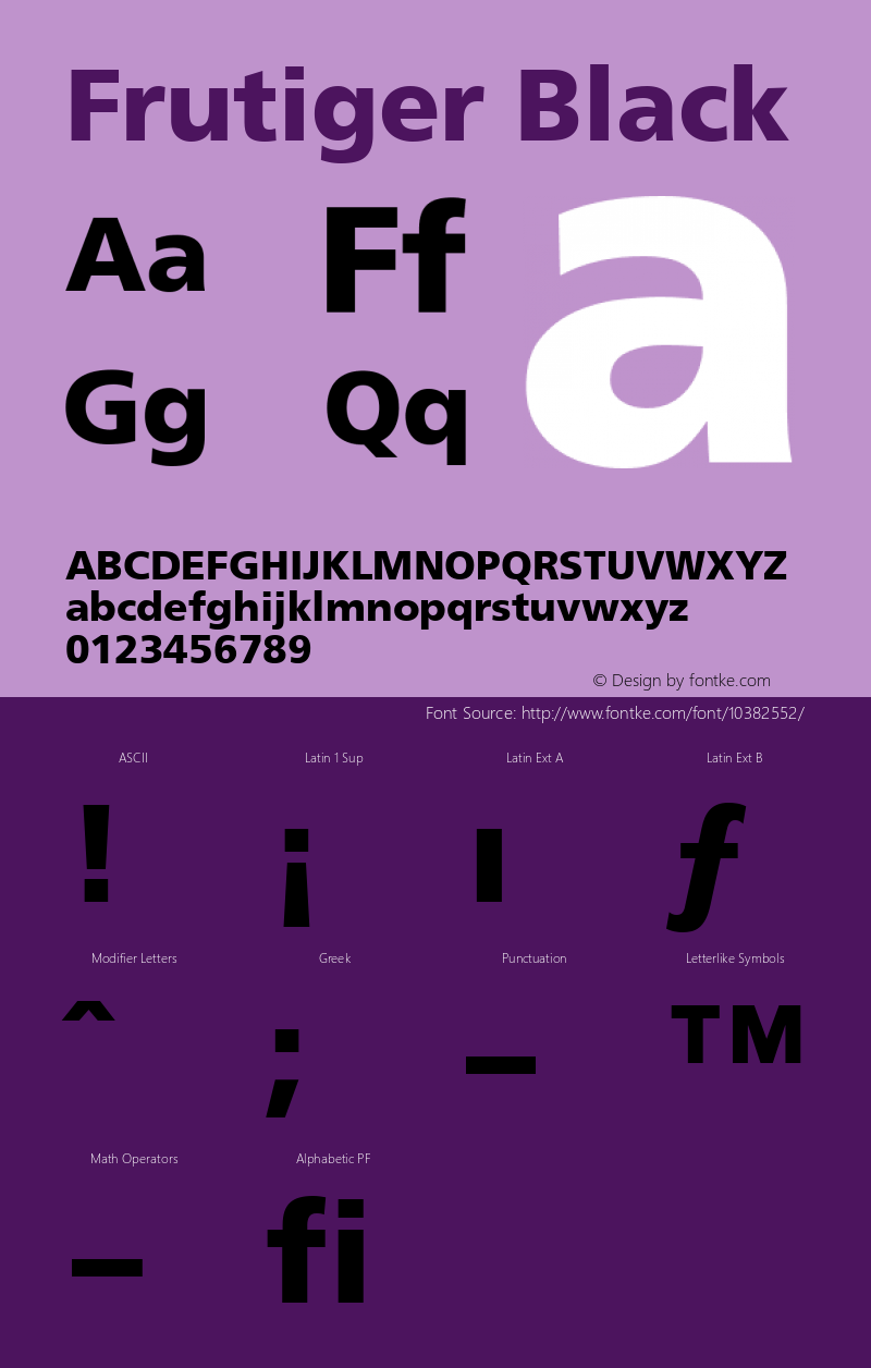 Frutiger Black Version 001.001 Font Sample