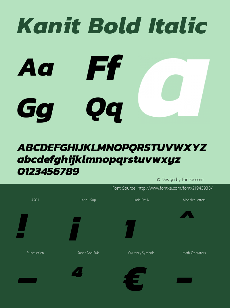 Kanit Bold Italic Version 1.001 Font Sample