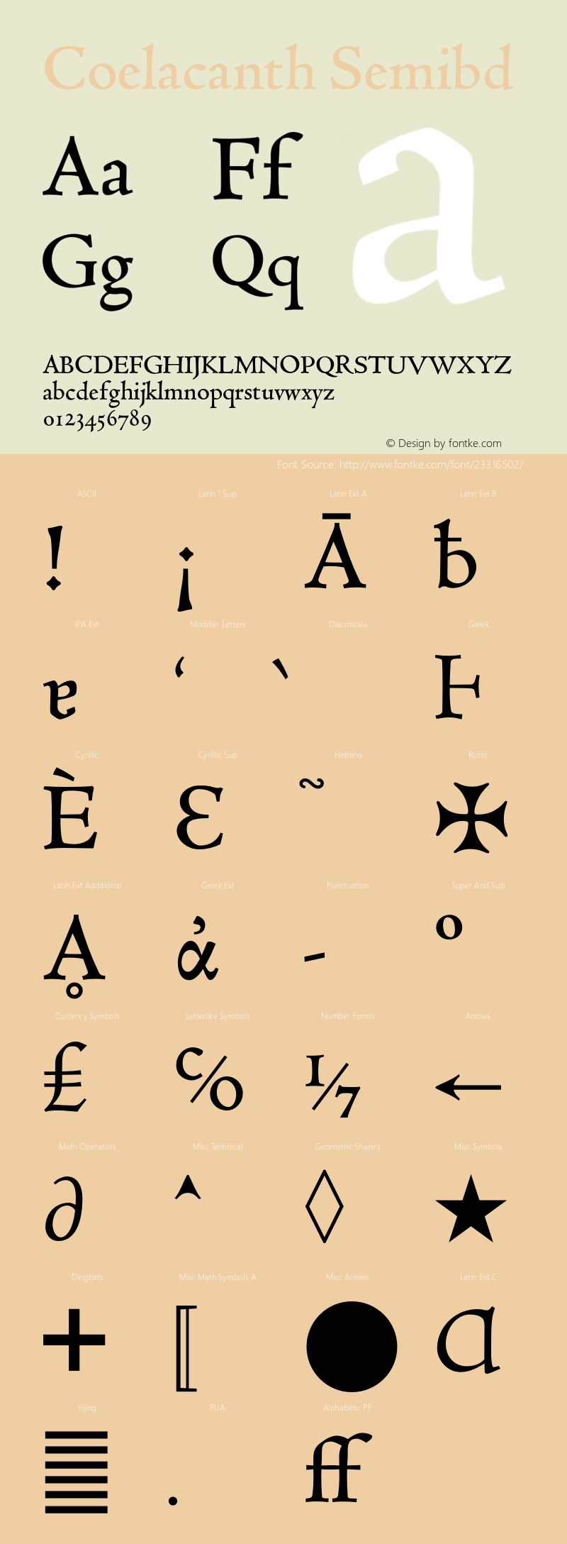 Coelacanth  Semibold Version 0.005 Font Sample