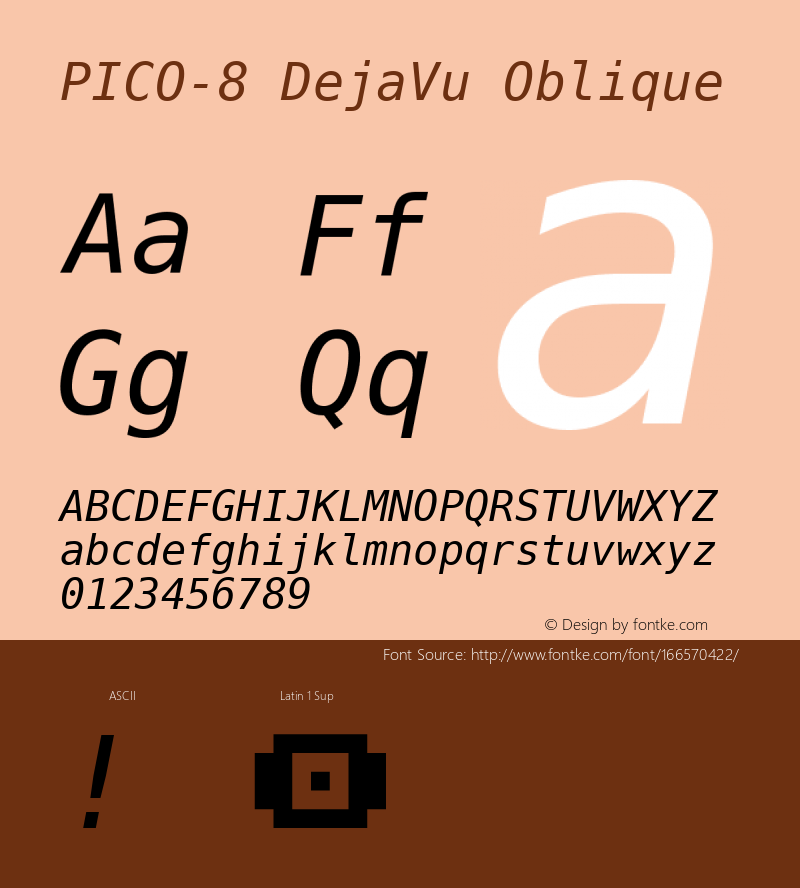 PICO-8 DejaVu Oblique Version 2.37 Font Sample