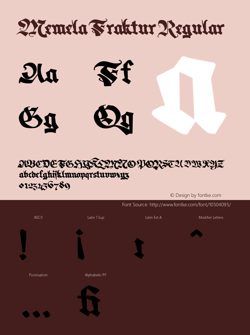 Memela Fraktur Regular Version 1.000 Font Sample