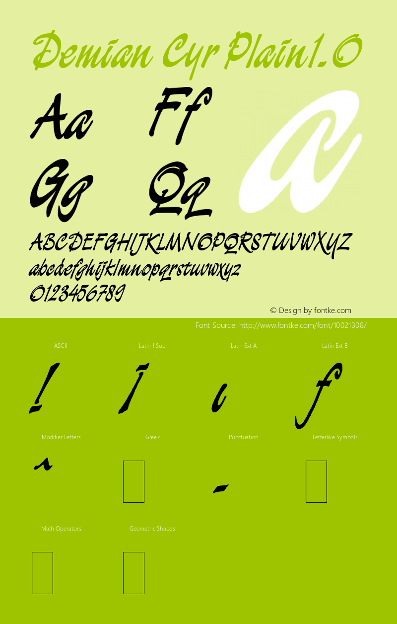 Demian Cyr Plain1.0 1.0 Font Sample