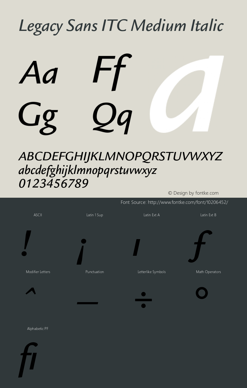 Legacy Sans ITC Medium Italic 001.005 Font Sample