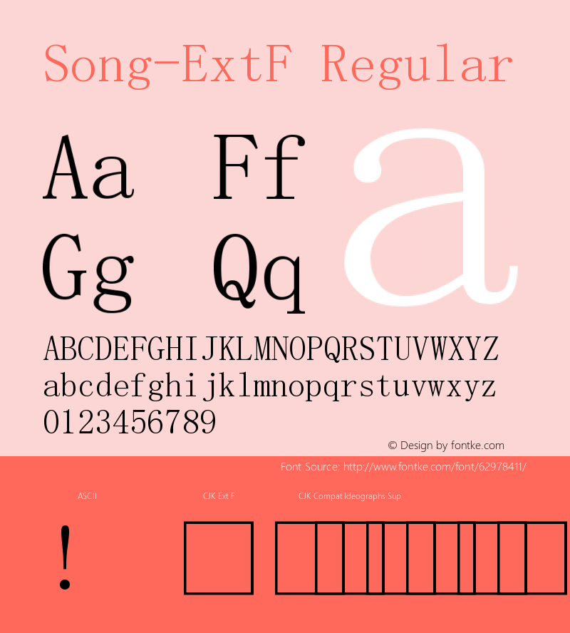 Song-ExtF Version 1.00 March 30, 2018, initial release Font Sample