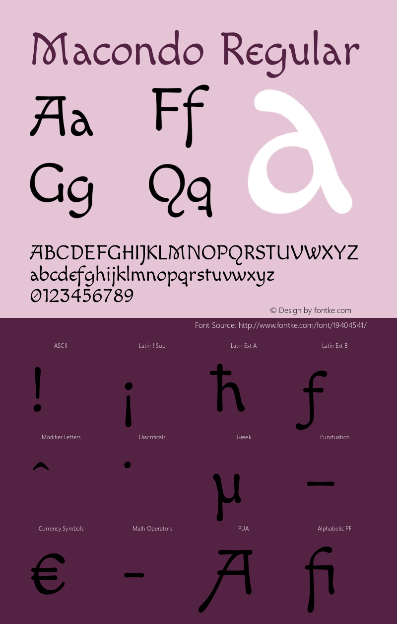 Macondo Version 2.001 Font Sample