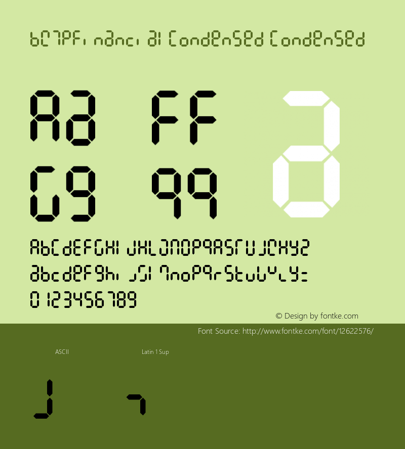 BW7pFinancialCondensed Condensed Version 001.000 Font Sample