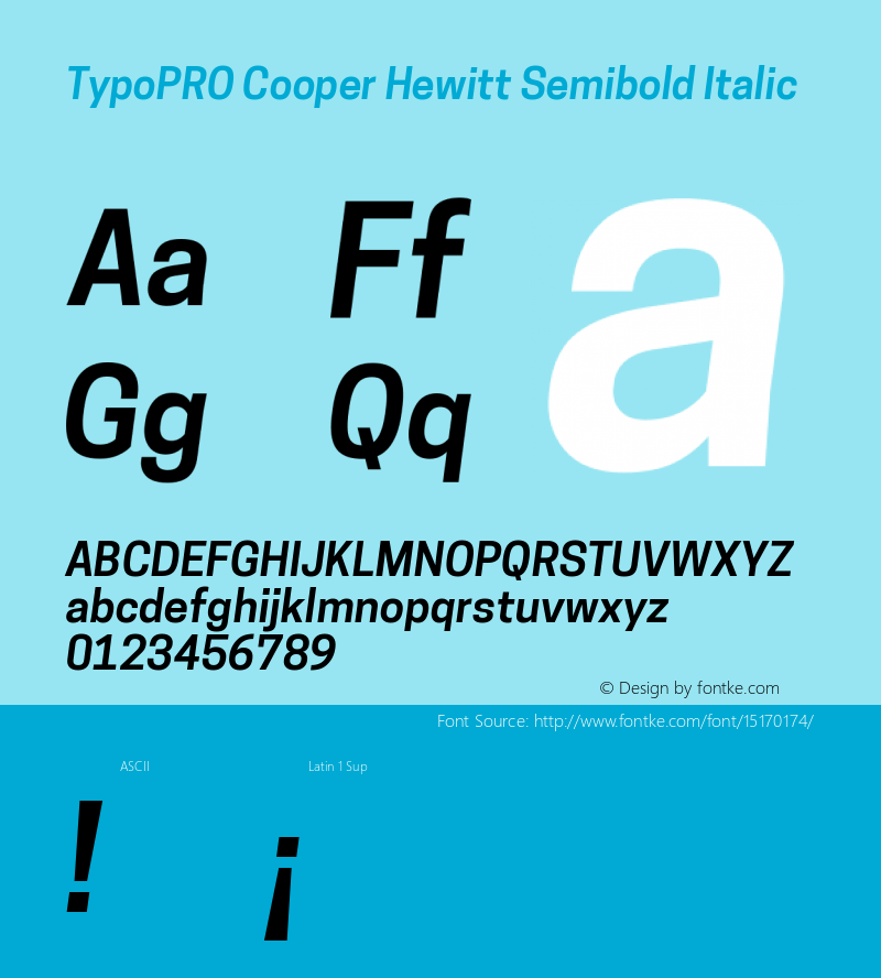 TypoPRO Cooper Hewitt Semibold Italic 1.000 Font Sample