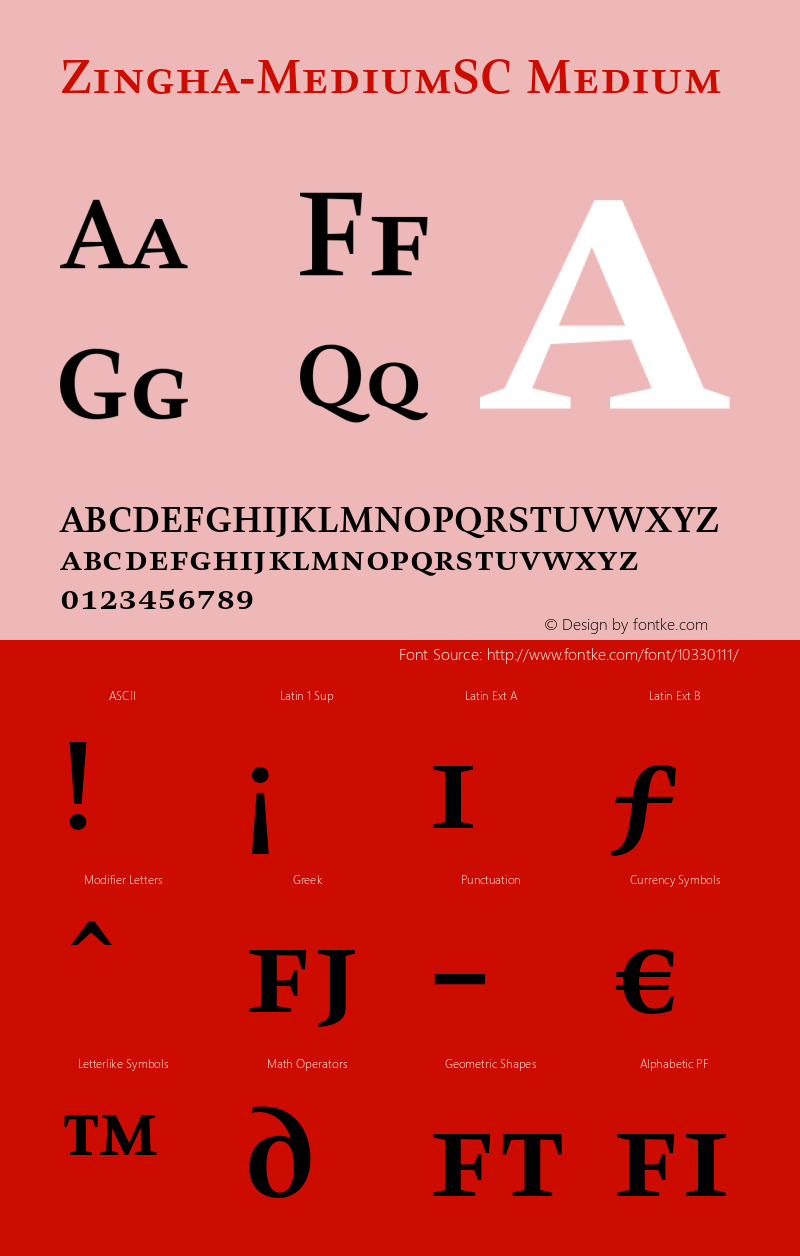 Zingha-MediumSC Medium 001.000 Font Sample