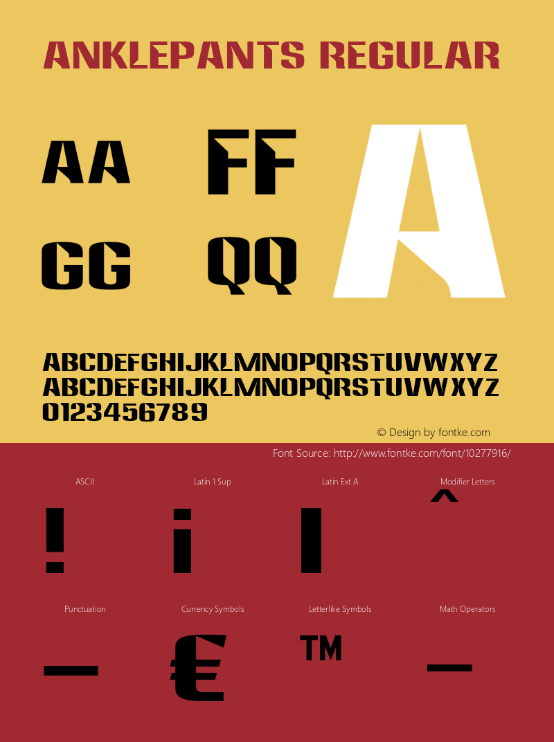 Anklepants Regular OTF 3.000;PS 001.001;Core 1.0.29 Font Sample